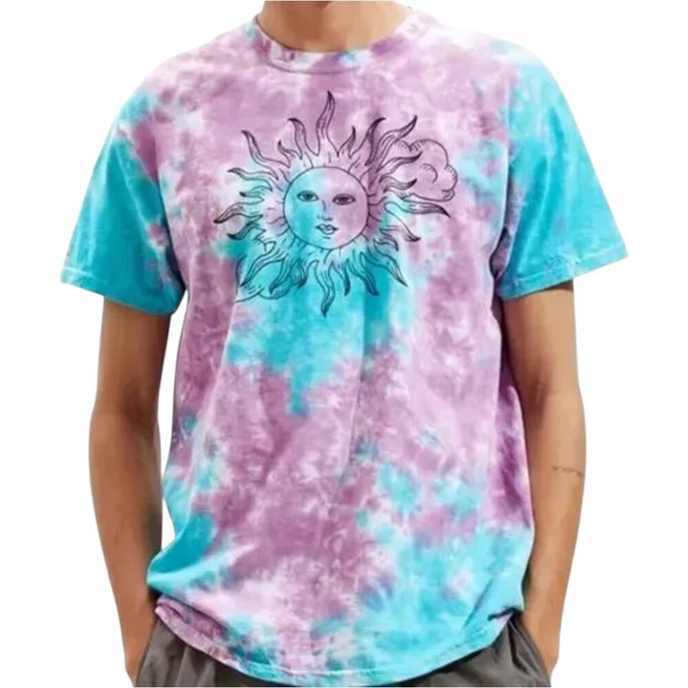 Urban Outfitters Ripple Sun Sketch Tie Dye Tee T Shirt Crew Purple Blue M